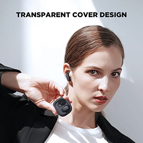 HTC True Wireless Bluetooth Earbuds 9 Bluetooth 5.3, in-Ear Earphones Transparent Case Design with Wireless Charging Fuction, 24Hour Playtime/Game Modes/Built-in Mic/Touch Control -Black 8