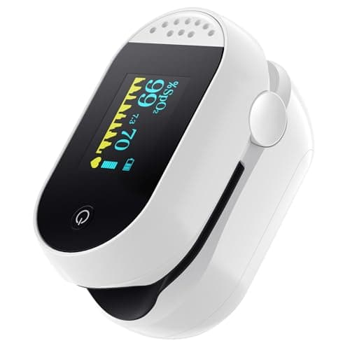 SIERQ Fingertip Pulse Oximeter, with OLED Screen Auto Graph Display/Alarm and AAA Batteries Lanyard, Fast and Accurate Measurements for Home and Outdoor Sports
