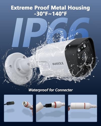 OOSSXX 4K PIR Extend Camera Outdoor Indoor Video Surveillance Security Waterproof Wired POE Camera, Home IP 4K 8MP, Night Vision, Just Extend POE Kits 5