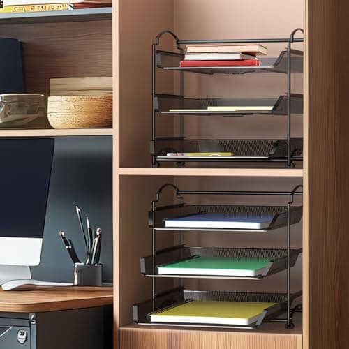 Simple Houseware 3-Tier Stackable and Sliding Desktop Document Letter Tray Organizer, Black 7