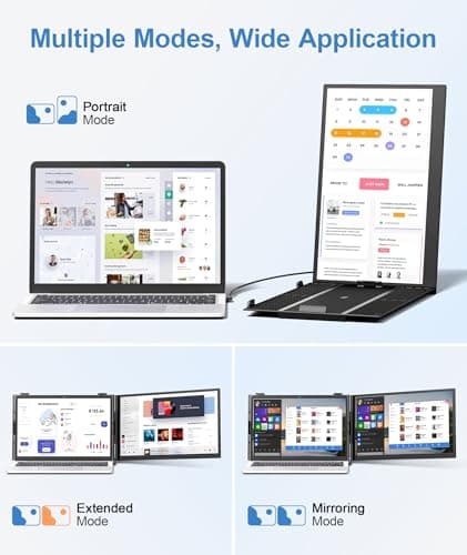 Zerfis Laptop Screen Extender, Ultra-Thin 14" FHD 1080P Portable Monitor for Laptop, 1.3lbs Lightweight Dual Monitor Extender Plug & Play for 13"-17" Laptops, Compatible with Wins/Mac/Android/Chrome 9