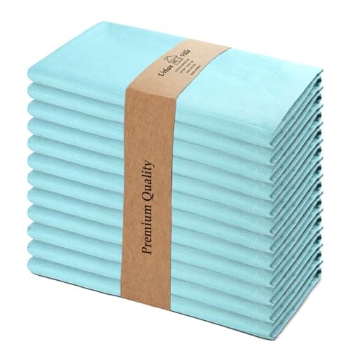 Urban Villa Cloth Napkins Aqua Dinner Napkins Set of 12 (20X20) 100% Cotton Absorbent Washable Durable Reusable Cloth Napkins Ideal for Easter Decorations Hotel Collection Farmhouse Parties Napkins