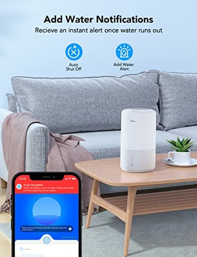 Govee Smart Humidifiers for Bedroom, Top Fill 3L Cool Mist Humidifier, 24 dB Super Quiet, Auto Mode, 30H Runtime, 360°Nozzle with Adjustable Mist Air Humidifier for Large Room, Baby Nursery and Plants 7