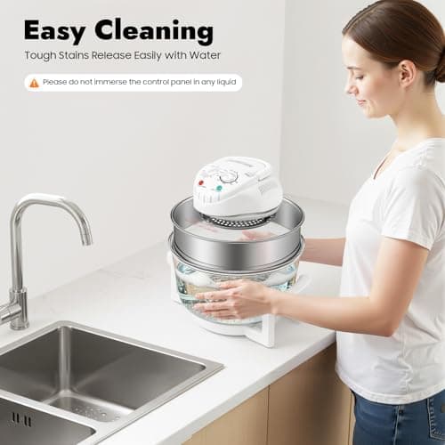 Air Fryer Oven, 17L/17.96QT Large Capacity w/ 360° View & Halogen Heating, 1400W Rapid Air Circulation for Even Cooking, 7-in-1 Airfryer Toaster Oven Combo with Digital Knobs, Non-Stick & Easy Clean 7