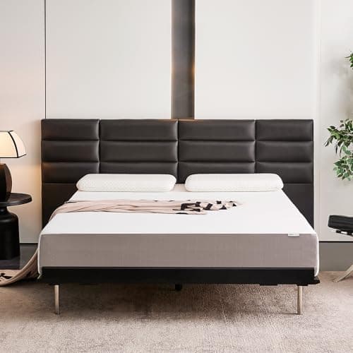 Amazon Basics Medium Firm Memory Foam Mattress, Breathable, 10 Inch, Queen, White/Grey