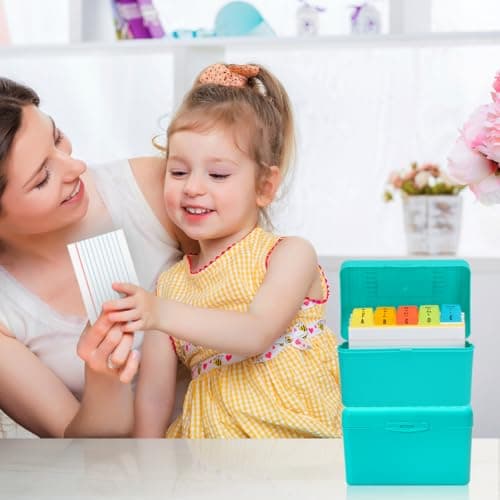 H4D 3x5 Index Card Holder with 100 Heavyweight Ruled Index Cards and 25 Plastic Dividers, Teal 7