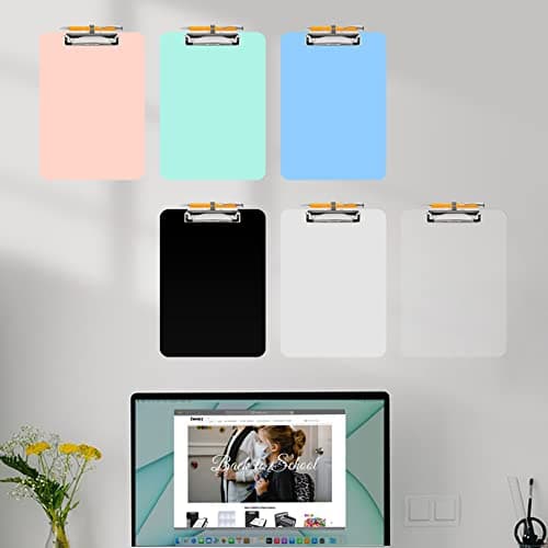 Sooez Plastic Clipboard with Pen Holder, [10% Thicker] Clip Boards 8.5x11 with Low Profile Clip, Cute Hanging Clipboard, Standard Letter Size A4 for Women Teacher, Office & School Supplies, Black 7