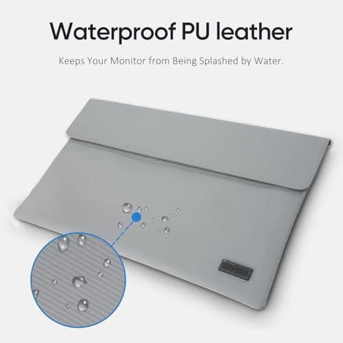 ARZOPA 17.3" Portable Monitor Sleeve Bag, PU Leather Laptop Case for Travel, Grey 5