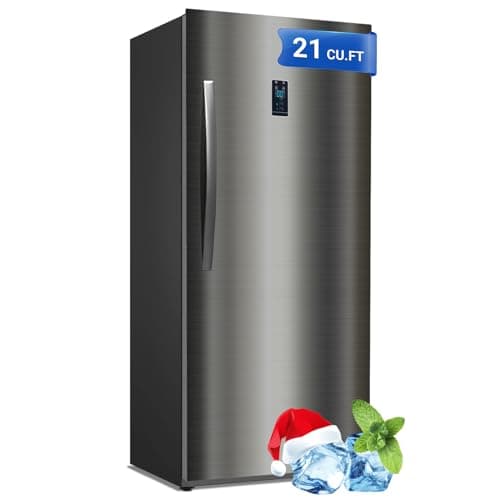21 cu.ft Upright Freezer, Freezer Upright Frost Free Upright Freezers with LED Display,Stainless Steel Convertible Refrigerator Freezer for Garage,Kitchen Use