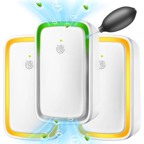 Air Purifier Plug In 3 Pack Kit - Ultra Silent Air Ionizer Purifier For Home, Portable Negative Air Ionizer with Touch Night Light & Silicone Air Blower for Room Office Kitchen Bathroom and Pet