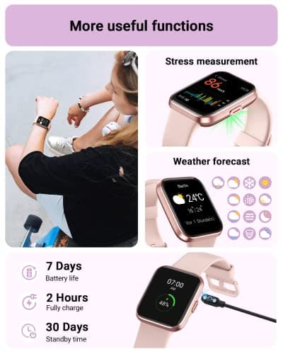 Tensky Smart Watch for Women Android & iPhone, Alexa Built-in, 1.8" Touch Screen Fitness Tracker with Answer/Make Calls, 3ATM Waterproof Heart Rate/Sleep/SpO2 Monitor, Pedometer, 100+ Sport Modes 6