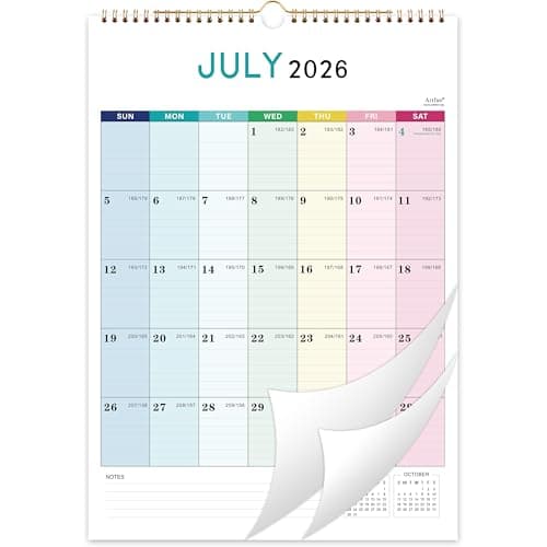 Calendar 2026-2027 - Wall Calendar 2026-2027, Jul. 2026 - Dec. 2027, 12" x 17", 18 Months Wall Calendar with Twin-Wire Binding, Hanging Hook - Colorful Lump