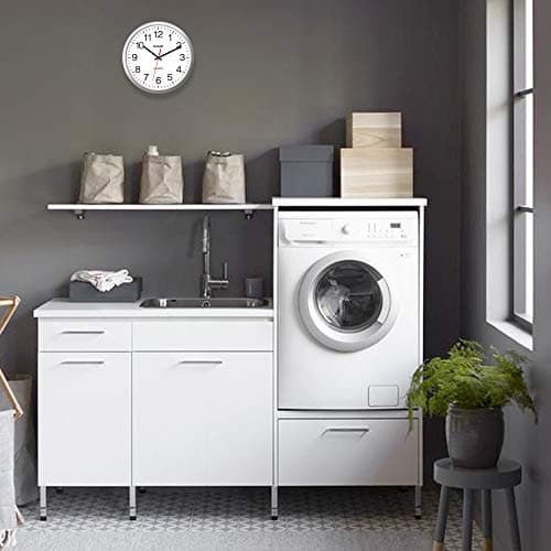 Sharp Wall Clock – Silver, Silent Non Ticking 14 Inch Quality Quartz Battery Operated Round Easy to Read Home/Kitchen/Office/Classroom/School Clocks, Sweep Movement 6