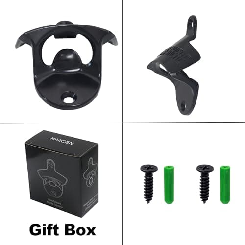 HAIICEN Black Wall Mounted Bottle Opener Stainless Metal Screw on Wall Beer Bottle Cap Opener OPEN HERE for Bar Table Cooler 5