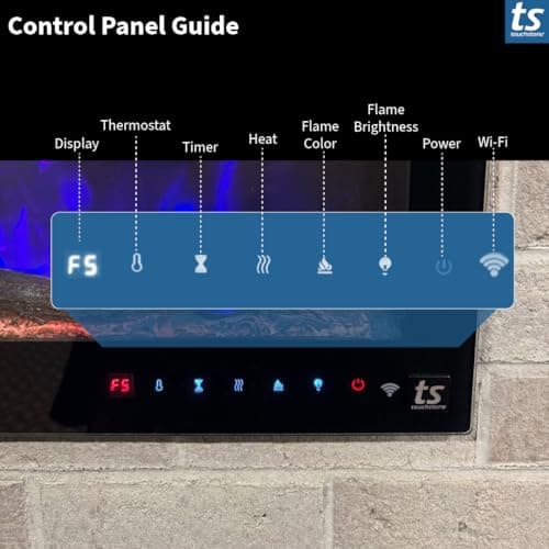 Touchstone Smart Electric Fireplace-The Fury 65" Wide- 4.5" Thin in Wall Recessed-100 Realistic Flame/Ember Bed Color Combos-1,500W Heater-Larger Viewing Area-Alexa/WiFi Enabled 11