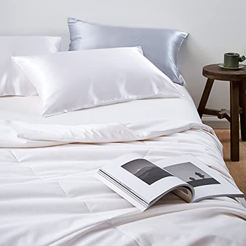 Mommesilk Mulberry Silk Comforter/Duvet/Quilt, 100% Pure Long Strand Silk Filling and Royal Cotton Cover, Soft Breathable, Silk Weight 1.5kg Queen Size 87x90 Inch, All Seasons 8