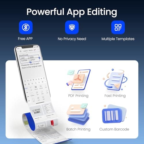 CLABEL Label Maker Machine with Tape, 221B Thermal Bluetooth Label Printer 2 Inch Portable Barcode Inkless Sticker for Small Business, Retail Office,Office, Home, Came with 1 Roll Label (Grey) 7