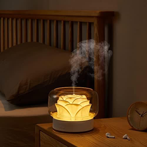 Diffusers for Essential Oils Large Room: SEVEYEE 500ml Aromatherapy Diffuser for Home Bedroom - Big Capacity Running 24 Hours Waterless Auto Off with 7 Colors Lights - White 8