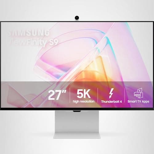 Samsung 27" ViewFinity S9 Series 5K Computer Monitor, Thunderbolt 4, DisplayPort, Matte Display, 4K Slimfit-Camera, Slim Metal Design, AirPlay, Smart-TV Apps, Gaming Hub, LS27C900PANXZA 26