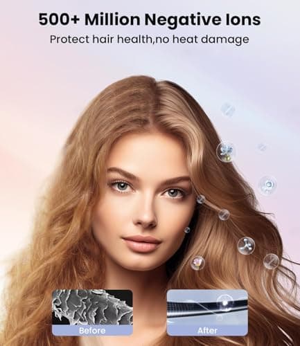 Hair Dryer: 150000 RPM Portable Professional High Speed Ionic Blow Dryer for Fast Drying, 500 Million Negative Ions Care & Heat Control & Low Noise with Magnetic Diffuser & Nozzle, 5 Temps & 3 Speeds 5
