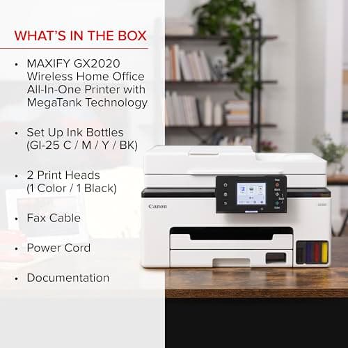 Canon MegaTank MAXIFY GX2020 All-in-One Wireless Color Printer – Print, Copy, Scan with Duplex Printing – Refillable Tank System, Compact Desktop Design – Wireless Print Scan Copy for Home & Office 7