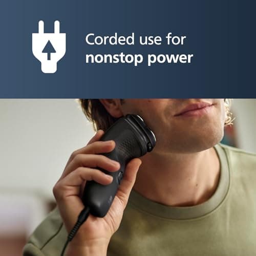 Philips Norelco Shaver 1100 Series, Dry Electric Shaver, 27 Self-Sharpening ComfortCut Blades, 4D Floating Heads, P-Cap, Deep Black, Model S1016/90 5