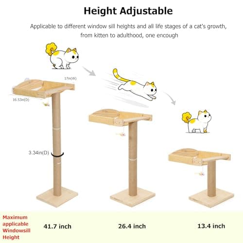 Cat Window Perch with Tall Scratching Posts, Inside 46" Climbing Tree Hammmock Mounted with Suction Cups for Sleeping,Playing and Watching Birds 5