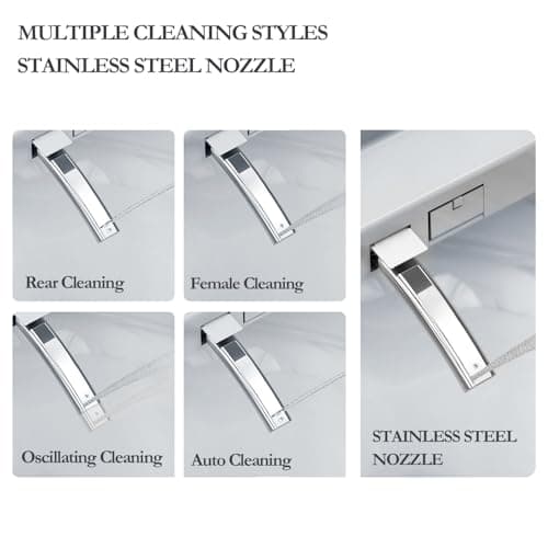 XCQQ Bidet Toilet Seat with Rmote Control, Bidet with Warm Water and Air Dryer, Heated Toilet Seat, Rear and Feminine Multiple Spray Modes, Self Cleaning Nozzle, Night Light - Elongated 5