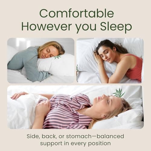 Memory Foam Pillows Queen Size Set of 2 - Cooling Bed Pillows for Sleeping - Back, Stomach, Side Sleeper Firm, Comfy Cool Shredded - 2 Pack, Rayon Derived from Bamboo 6