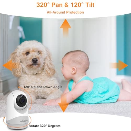 VTimes Baby Monitor with Camera and Audio, 3.2" IPS Screen Video Baby Monitor No WiFi Night Vision, Portable Baby Camera VOX Mode Pan-Tilt-Zoom Alarm and 1000ft Range, Ideal for Baby/Elderly/Pet 7