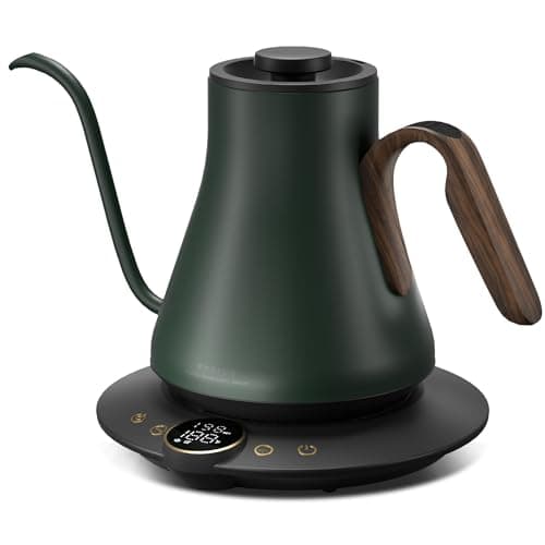INTASTING Gooseneck Electric Kettle with ±1℉ Temperature Control for Pour Over Coffee & Tea, Quick Heating, BPA-Free Stainless Steel, Built-in Brew Timer, 1500W/0.9L (Forest Green)