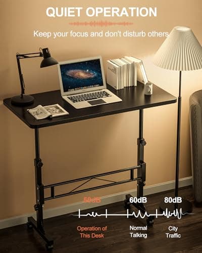 Small Standing Desk Adjustable Height, Mobile Stand Up Desk with Wheels, 32 Inch Portable Rolling Desk Small Computer Desk, Portable Laptop Desk Standing Table Black 5
