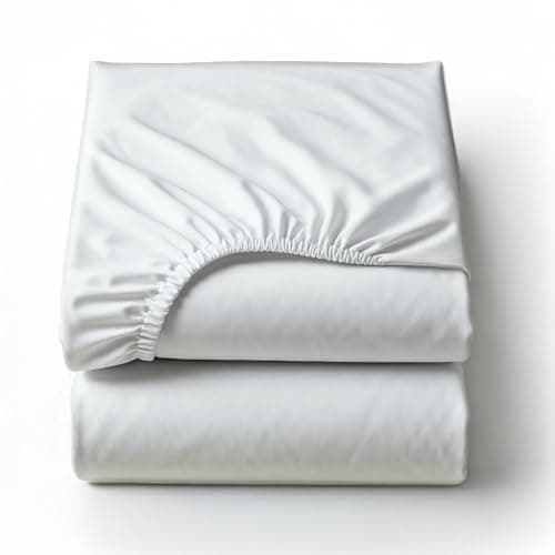 Mississippi Cotton Twin XL Fitted Sheets 2 Pack 100% Percale Cotton 600 Thread Count 16 Inch Deep Pocket 360° Elastic Fitted Sheet for Dorm Beds College Adjustable Beds Split Mattresses White