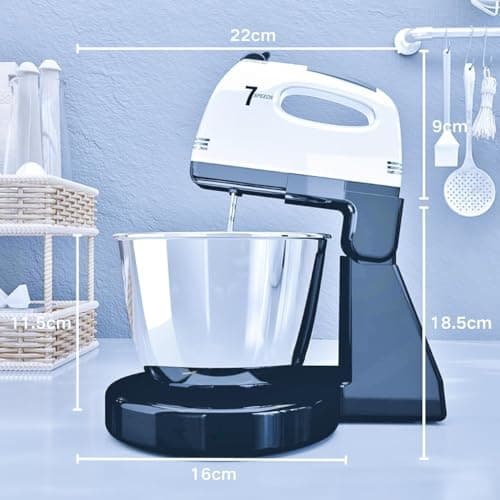 Stand Mixers, 7 Speeds With 3QT Stainless Steel Bowl, Stand and Hand Mixer with Dough Hook, Whisk, Mixing Beater for Baking, Cake, Cookie, Kneading (OJ2) 7