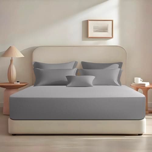 Baigee Luxury 100% Egyptian Cotton Fitted Sheet King Only – Cotton Fitted Sheet Long Staple, Breathable and Durable, Deep Pocket 15"-18"(78"x80",Dark Grey)