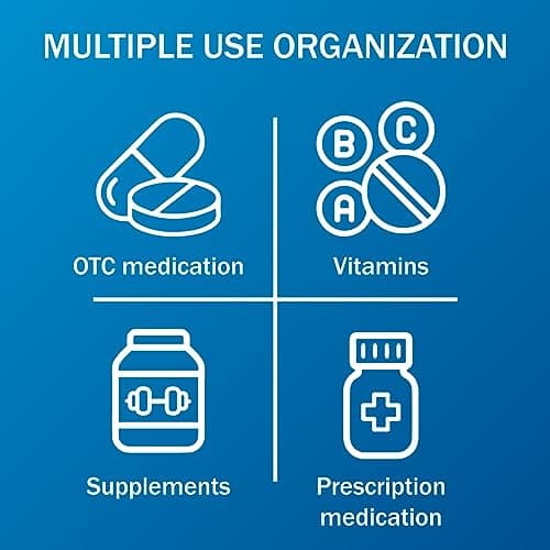 Amazon Basic Care Weekly (7-Day) Pill Organizer, Vitamin Planner, And Medicine Box, Medium Compartments, Black 5