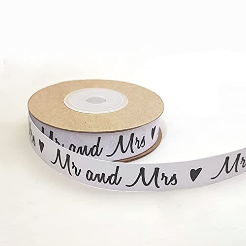 1Roll Love Grosgrain Ribbon for DIY Crafts,1.5cm Wide Printed Mr and Mrs White Grosgrain Ribbon Valentine's Day Ribbon for Wedding Birthday Valentine's Day Decor Holiday Festival Season Gifts Wrapping