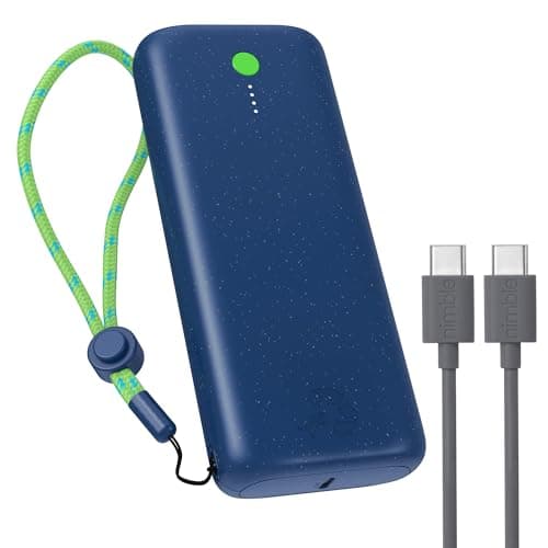Nimble Champ Pro Portable Charger, 20,000mAh Power Bank with Cable, 65W Dual USB-C Fast Charging Battery Pack, Travel Essential Phone Power Bank for iPhone 17/16/15/14 Galaxy MacBook iPad Airpod Pixel