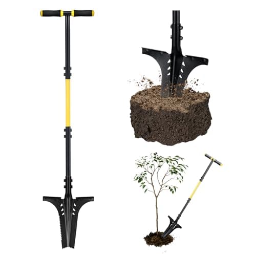 Jardineer Garden Shovels for Digging with Long Handle, Root Shovel for Cutting Roots with Comfortable Grip