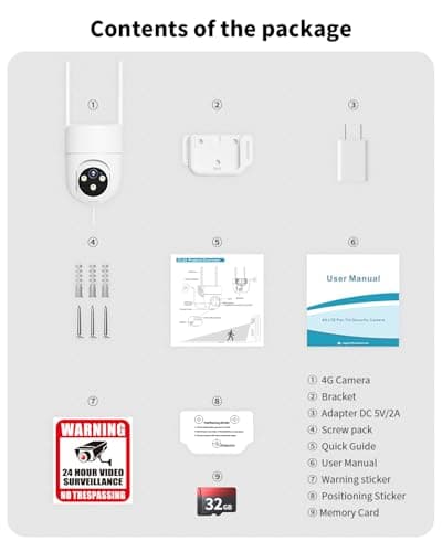 LIWAN 4G LTE Cellular Security Camera Wired Outdoor, No WiFi Security Camera, Plug-in for 24/7 Recording, 360° View, 2K Color Night Vision, 2-Way Talk, Built-in SIM Card and 32G Memory Card, White 8