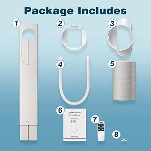 ZAFRO 10,000 BTU Portable Air Conditioners Cools up to 450 Sq.ft, Portable AC Built-in Cool, Dehumidifier, Fan Modes, Room Air Conditioner with Remote Control/Installation Kits, White 8