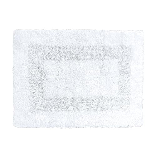 Cotton Reversible Bathmat Rug 17x24 - White, Ultra Soft Bathtub Floor Bath Rugs Ideal for Toilet, Bathroom, Kitchen | Super Absorbent Quick Dry Hotel Quality Thow Mat for Machine Washable