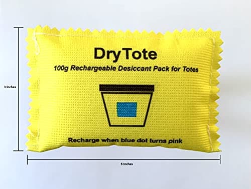 DryTote Rechargeable Desiccant Pack, Ultimate Moisture Absorption, Color Change Indicator, Safe Storage Protection, Large Capacity 200 Gallons, 100g, Yellow 7