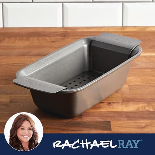 Rachael Ray Bakeware Meatloaf/Nonstick Baking Loaf Pan with Insert, 9 Inch x 5 Inch, Gray 6