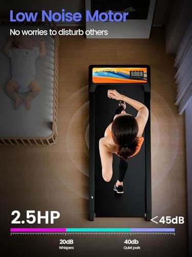 Jackfield Walking Pad Treadmill, 2.5HP Treadmills for Home, Portable Under Desk Treadmill with 5% Incline, 3 in 1 Compact Walking Pads with LED Display, 265 Lbs Capacity, Remote Control, Orange 5