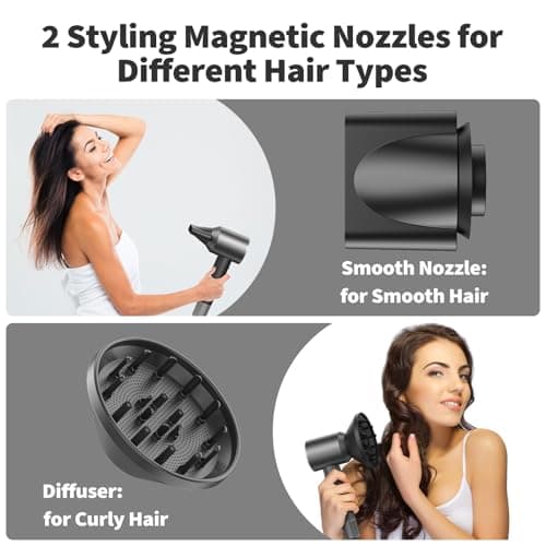 Hair Dryer - 110,000 RPM Professional Hair Dryer with Diffuser, Ionic Blow Dryer, 8 Wind Modes, Magnetic Nozzles, Fast Drying for All Hair Types - Ideal Christmas Gift for Women 5