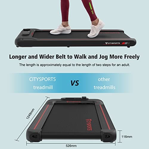 CITYSPORTS Under Desk Treadmill, Walking Pad, Space Saving, LCD Display (Black and Red) 6