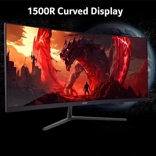 acer Nitro 29.5 Inch 1500R Curved Zero-Frame UWFHD 2560 x 1080 Gaming Monitor | AMD FreeSync Premium | Up to 200Hz | 1ms VRB | VESA Mountable | Two Display Port 1.4 & Two HDMI 2.0 | ED306C Xbmiippx 6