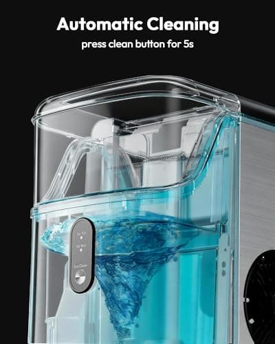 EUHOMY Nugget Ice Maker Countertop, Ready in 7 Mins, 34Lbs/24H Pebble Ice Maker Machine, Self-Cleaning Countertop Sonic Ice Makers with Ice Scoop&Basket, Pellet Ice Maker for Home, Stainless Steel 7