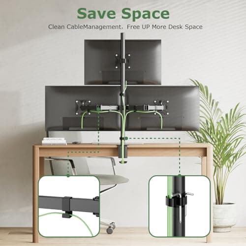 UPGRAVITY 3 Monitor Desk Mount for 17 to 32 inch Screens, Fully Adjustable Triple Monitor Stand with Tilt,Swivel,Rotate, Each Arm Holds up 17.6 lbs,VESA Mount 75x75/100x100mm, Clamp & Grommet Kit 8